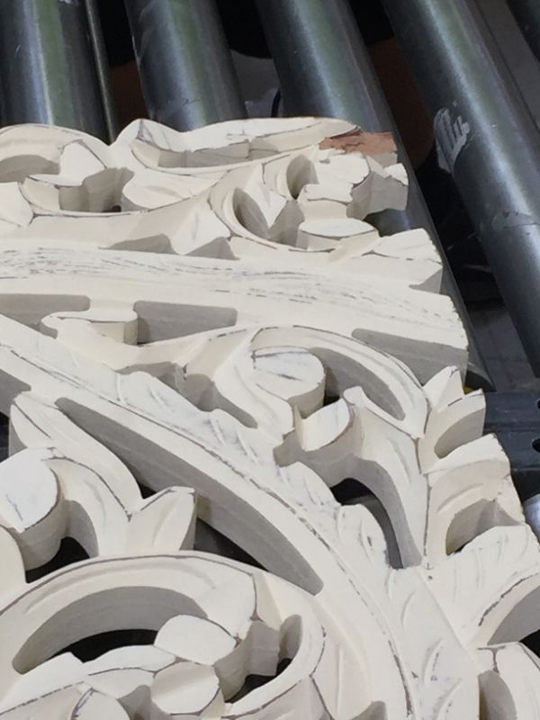 Photo 10 of Benzara Floral Hand Carved Wooden Wall Plaque, Set of Three, Antique White---ONE OF THEM HAS THE CORNER PART CHIPPED OFF---ALL OF THEM HAVE SMALL CHIPS ON THE CORNERS---BOX IS DAMAGED---
