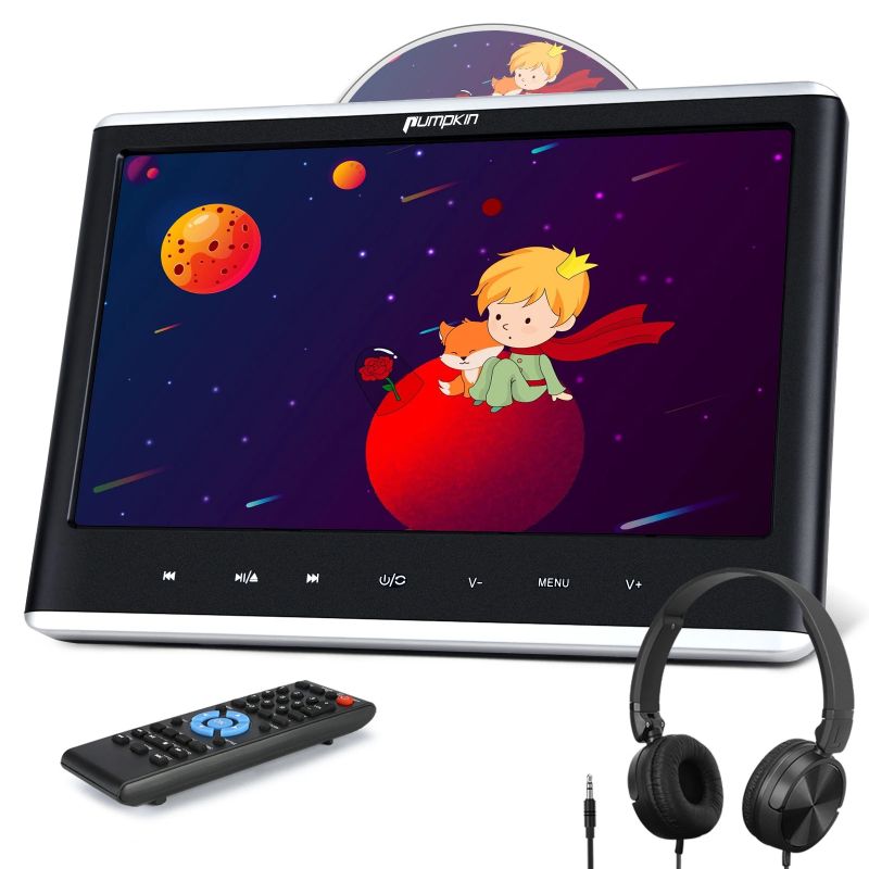 Photo 1 of Pumpkin 12" Suction Type Car Headrest Monitors DVD Player with Ultra-thin 1366*768 IPS Screen, HDMI Input, Wired Foldable Headsets
