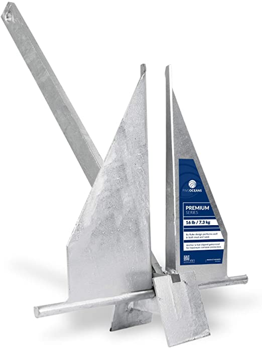 Photo 1 of Five Oceans Hot Dipped Galvanized Steel Traditional Danforth Style Fluke Anchor, Multiple Sizes
