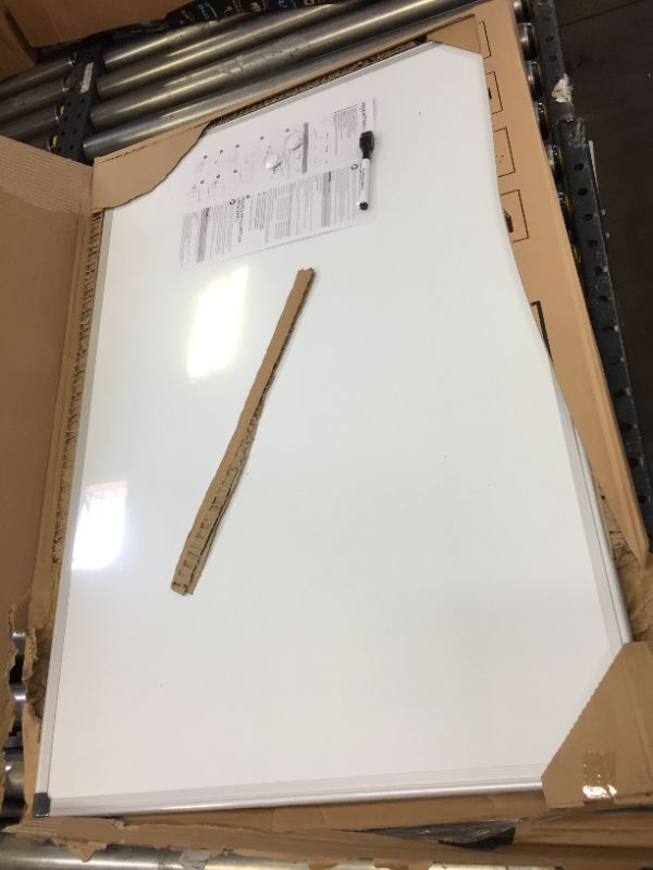 Photo 2 of Amazon Basics Magnetic Dry Erase White Board, 36 x 24-Inch Whiteboard - Silver Aluminum Frame
