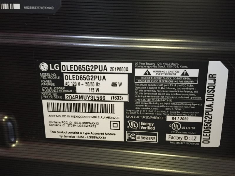 Photo 4 of LG OLED Evo G2 Series 65” Alexa Built-in 4k Smart TV (3840 x 2160), 120Hz Refresh Rate, AI-Powered 4K, Dolby Cinema, WiSA Ready, Cloud Gaming (OLED65G2PUA, 2022)
