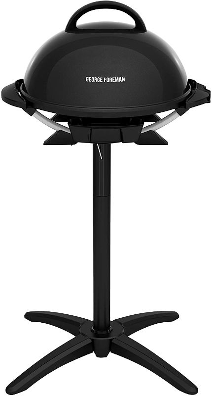Photo 1 of George Foreman Indoor/Outdoor Electric Grill, 15-Serving, black
(DIRTY AND DENTS TO LID)
