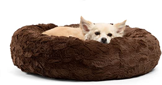 Photo 1 of Best Friends by Sheri The Original Calming Donut Cat and Dog Bed in Shag Fur, Machine Washable, High Bolster