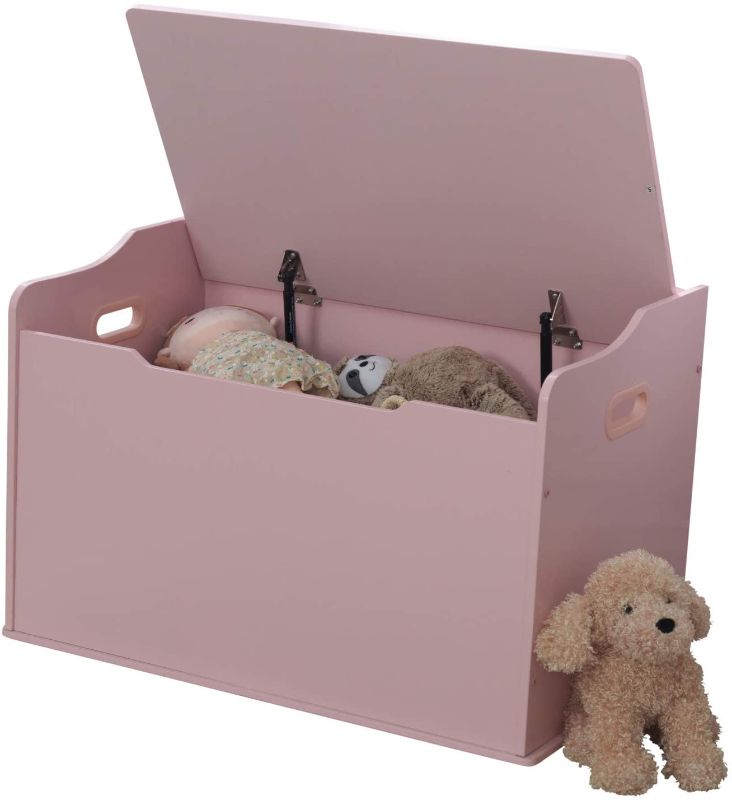 Photo 1 of KidKraft Austin Wooden Toy Box/Bench with Safety Hinged Lid - Pink, Gift for Ages 3+