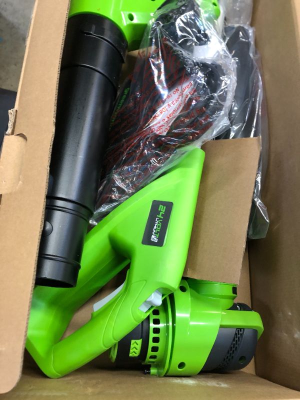 Photo 3 of Greenworks 24V Cordless String Trimmer and Blower Combo Pack, 2Ah Battery and Charger Included STBA24B210
