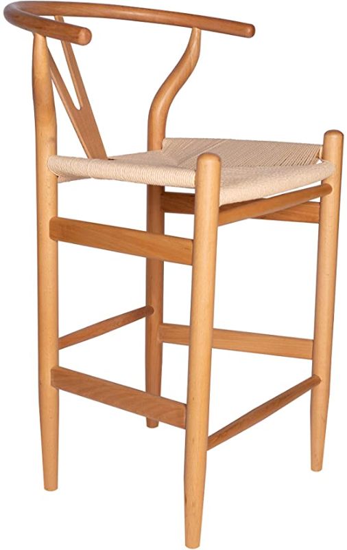 Photo 1 of Amazon Brand – Stone & Beam Wishbone Counter-Height Barstool, 38.2"H, Beech Wood, Natural / Natural
