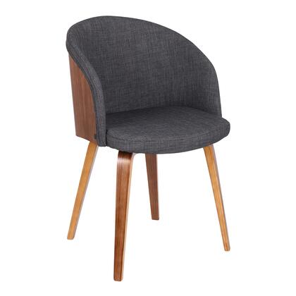 Photo 1 of Alpine Collection LCALCHWACH Dining Chair with Tapered Legs, Urethane Foam Material, Mid-Century Style, Walnut Finished Poplar Wood Frame and Fabric Upholstery in Charcoal Color
