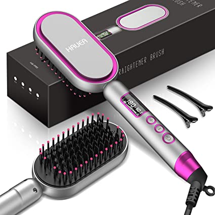 Photo 1 of HAUEA Hair Straightener Brush Hair Straightening Iron with Built-in Comb, 30s Fast Heating & 14 Temp Settings & Anti-Scald & Auto-Off, Hair Straightener for Quick & Professional Hair Salon
