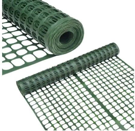 Photo 1 of 2 ft. H x 50 ft. L Recyclable Plastic Garden Fence Safety Netting Barrier, Dark Green
