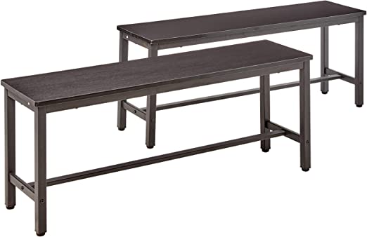 Photo 1 of AZL1 Life Concept Soho Benches Kitchen Dining Room Furniture Modern Style Wood Top with Metal Frame, Black 2
