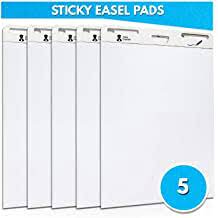 Photo 1 of Class Captain Sticky Easel Pad 25x30 Inches 25 Sheets/Pad - 5 Pack of Premium Self Stick Flip Chart Paper - White Large Chart Paper for Teachers, Meeting Presentation Paper Pad, Giant Wall Post Notes
