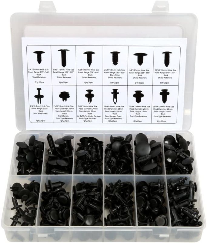 Photo 1 of 240 Pcs Push Retainer Clips Kit,Great Assortment of Push Type Retainers Fits for GM Ford Toyota Honda Chrysler with Plastic Storage Case
