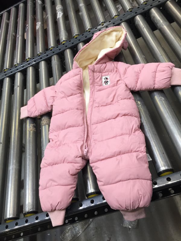 Photo 1 of BABY SNOW ZIP UP SUIT. SIZE 9-12 MONTHS. COLOR PINK