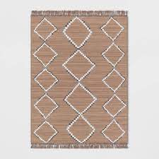 Photo 1 of 5' x 7' Soft Moroccan Tapestry Double Knot Fringe Outdoor Rug Neutral - Opalhouse™