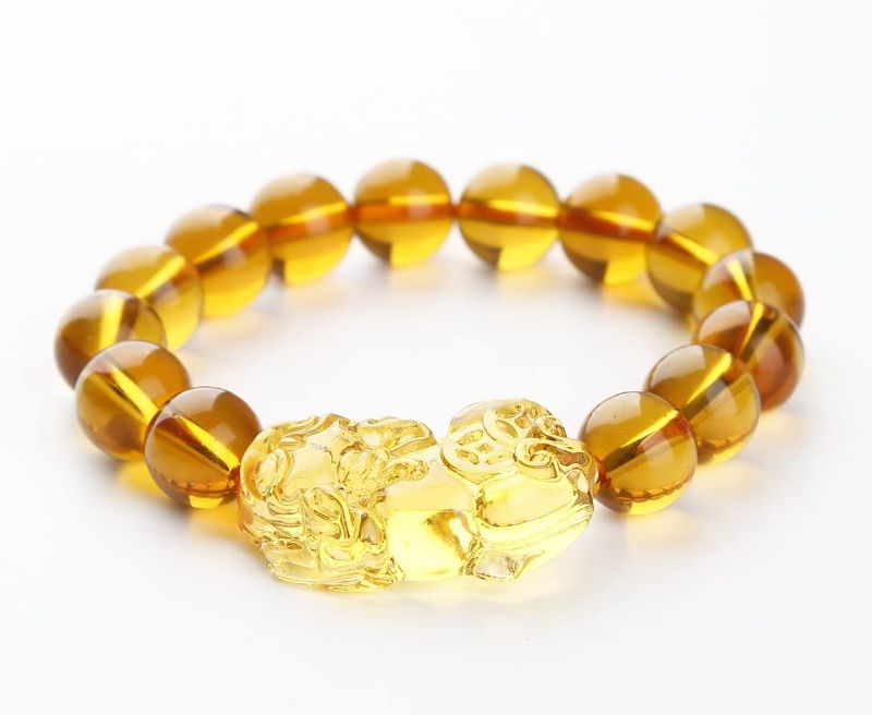 Photo 1 of BOYULL Feng Shui Citrine Gem Stone Wealth Porsperity 12mm Bracelet with Pi Xiu/Pi Yao, Attract Wealth and Good Luck, Deluxe Box Included
