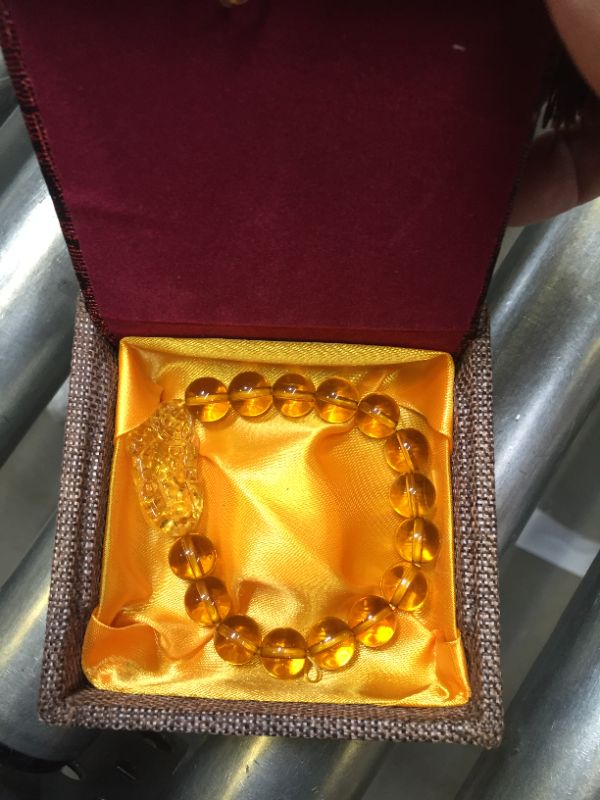 Photo 2 of BOYULL Feng Shui Citrine Gem Stone Wealth Porsperity 12mm Bracelet with Pi Xiu/Pi Yao, Attract Wealth and Good Luck, Deluxe Box Included
