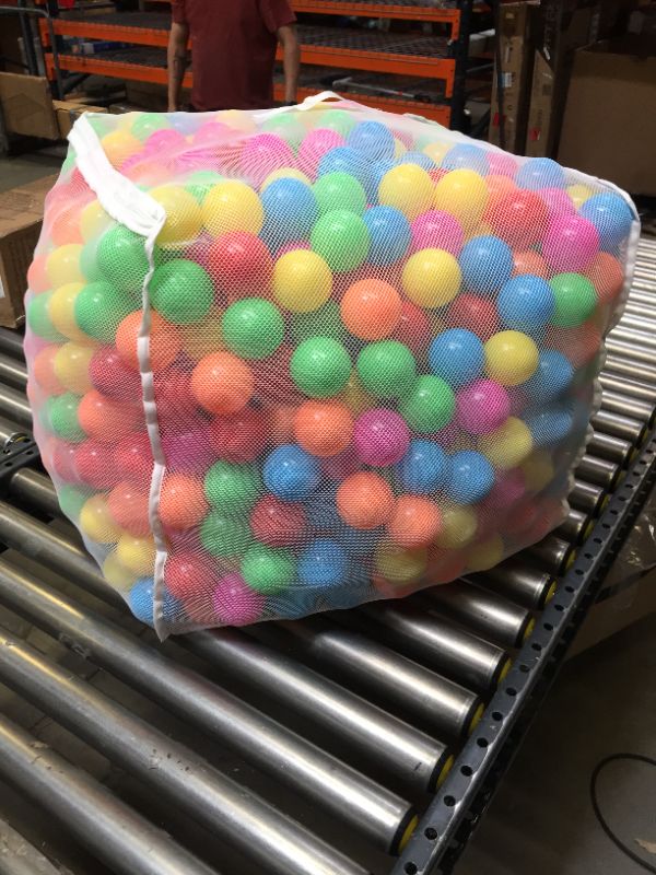 Photo 3 of Amazon Basics BPA Free Plastic Ball Pit Balls with Storage Bag, 1,000 ct (2.3” Diameter), Bright Colors
