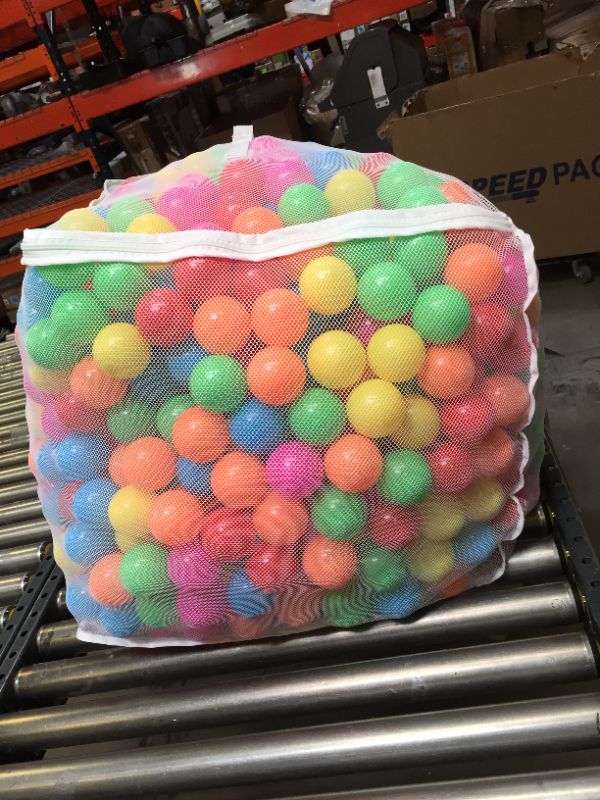 Photo 2 of Amazon Basics BPA Free Plastic Ball Pit Balls with Storage Bag, 1,000 ct (2.3” Diameter), Bright Colors
