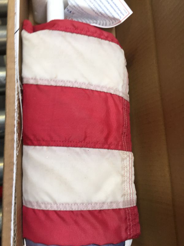 Photo 1 of Annin Flagmakers American Flag SolarGuard Nylon Flag, Solar Light and Flagpole Kit, Mansion Kit, 6 Feet (Model 42914)