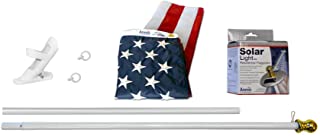 Photo 1 of Annin Flagmakers American Flag SolarGuard Nylon Flag, Solar Light and Flagpole Kit, Mansion Kit, 6 Feet (Model 42914)