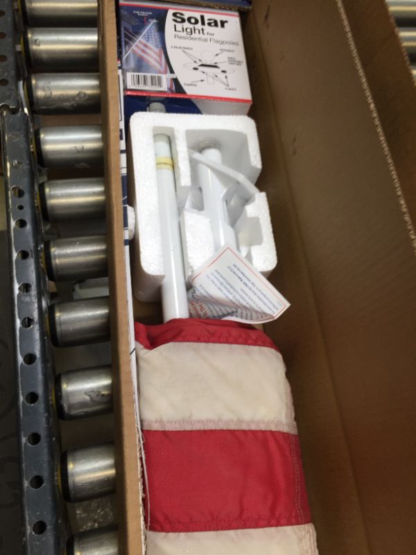 Photo 1 of Annin Flagmakers American Flag SolarGuard Nylon Flag, Solar Light and Flagpole Kit, Mansion Kit, 6 Feet (Model 42914)