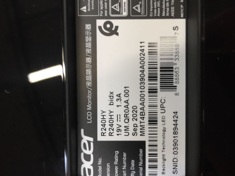 Photo 3 of Acer R240HY bidx 23.8-Inch IPS HDMI DVI VGA (1920 x 1080) Widescreen Monitor, Black
