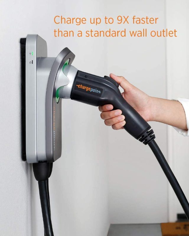 Photo 1 of ChargePoint Home Flex Electric Vehicle (EV) Charger, 16 to 50 Amp, 240V, Level 2 WiFi Enabled EVSE, UL Listed, ENERGY STAR, NEMA 14-50 Plug or Hardwired, Indoor / Outdoor, 23-foot cable , Black
