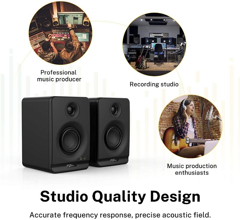 Photo 1 of Donner Studio Monitors 4" Near Field Studio Monitors with CSR 5.0 Bluetooth, for Music Production, Live Streaming and Podcasting, 2-Pack Including Monitor Isolation Pads-New Version(Dyna4 Black)

