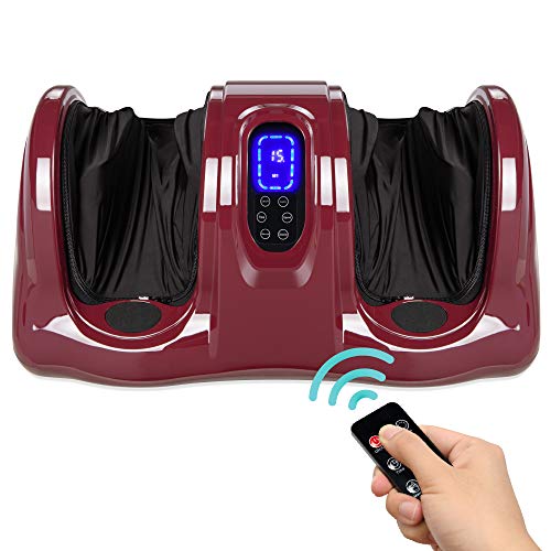 Photo 1 of Best Choice Products Therapeutic Shiatsu Foot Massager Kneading and Rolling for Foot, Ankle, Nerve Pain w/ Handle, High Intensity Rollers, Remote Control, LCD Screen, 3 Massage Modes - Burgundy

