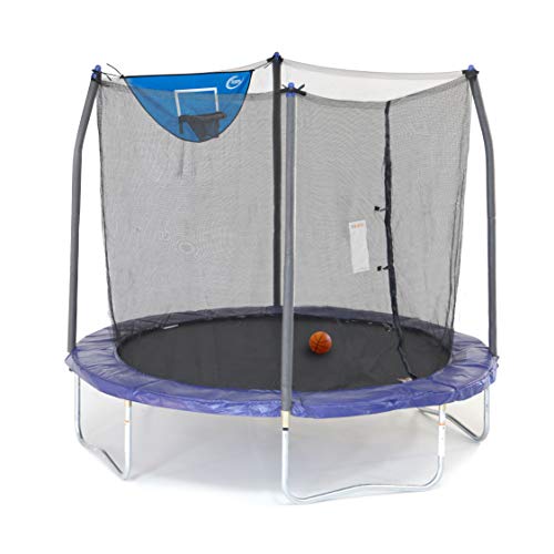 Photo 1 of Skywalker Trampolines Jump N' Dunk Trampoline with Safety Enclosure and Basketball Hoop, Blue, 8-Feet