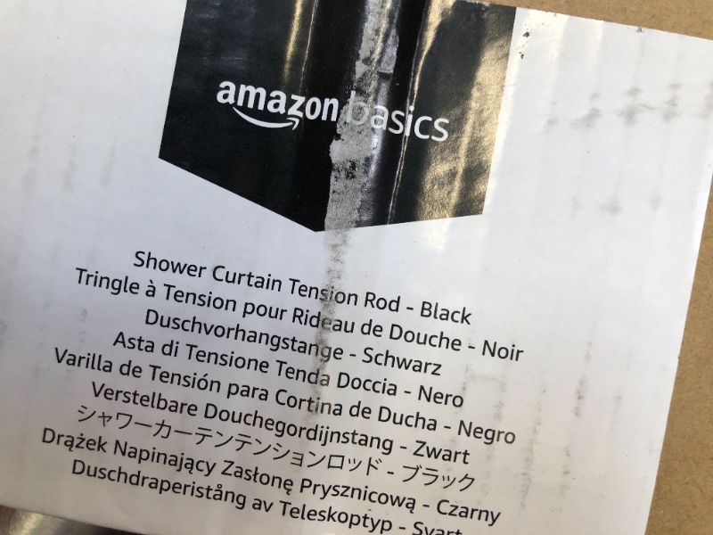 Photo 2 of Amazon Basics Tension Curtain Rod, Adjustable 36-54" Width - Black, Classic Finial
