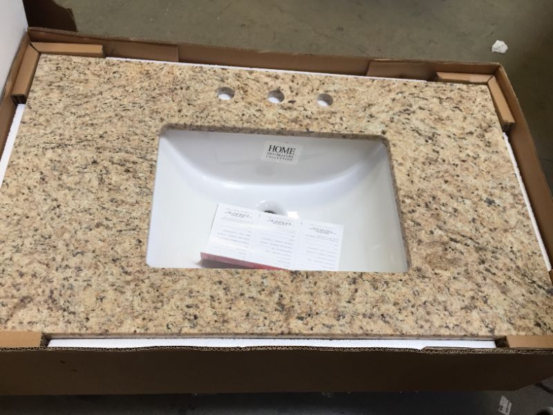Photo 2 of  Granite Vanity Top with White Single Trough Sink 37" x 22"