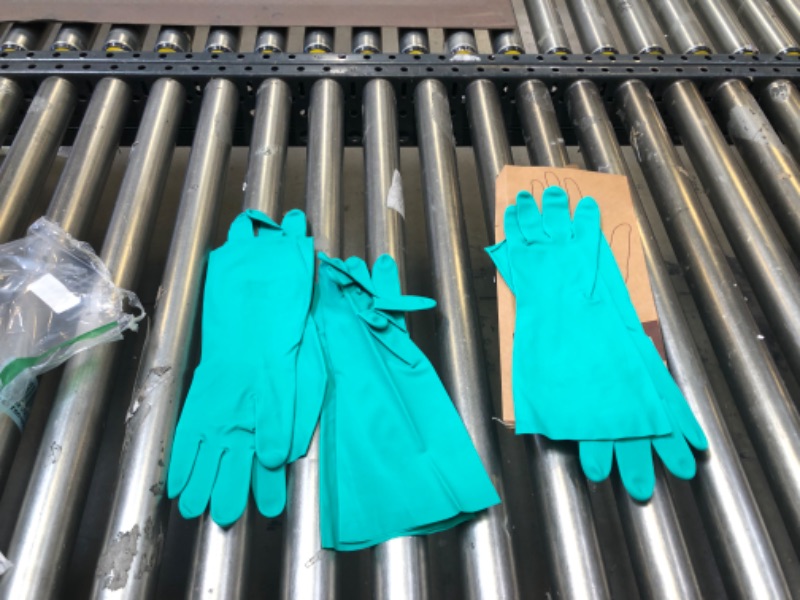 Photo 1 of Joyeco cleaning gloves dishwashing kitchen gloves reusable rubber 3 pairs sea green