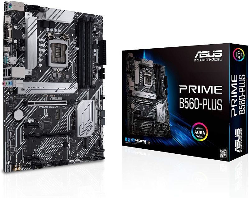 Photo 1 of ASUS Prime B560-PLUS LGA1200 (Intel 11th/10th Gen) ATX Motherboard (PCIe 4.0, 2xM.2 Slots, 8 Power Stages, 1 Gb LAN, DisplayPort, HDMI, USB 3.2 Gen 1 Type-C, USB 3.2 Gen 2, Thunderbolt™ 4 Support)