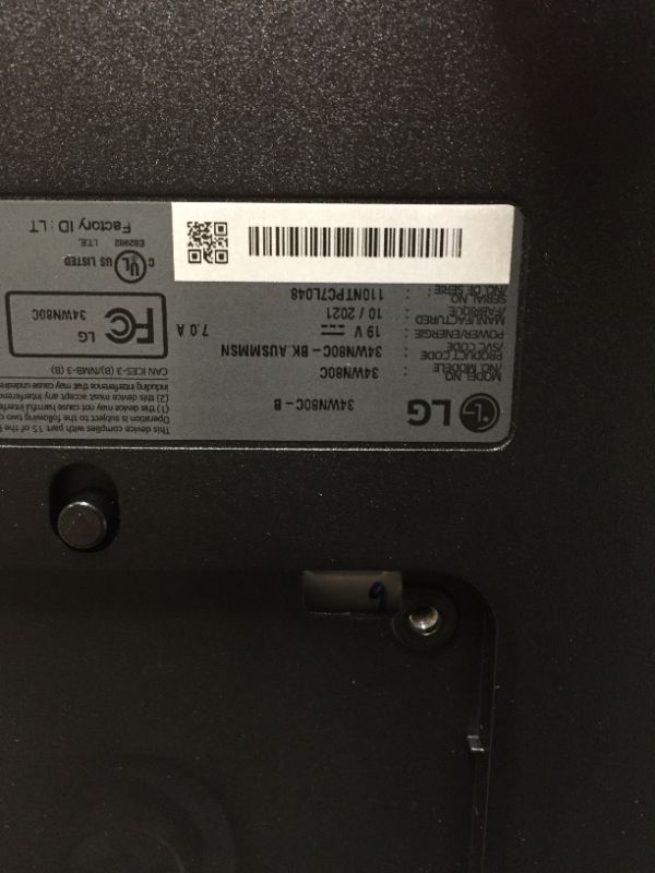 Photo 5 of LG 34WN80C-B UltraWide Monitor 34” 21:9 Curved WQHD (3440 x 1440) IPS Display, USB Type-C (60W PD) , sRGB 99% Color Gamut, 3-Side Virtually Borderless Design, Tilt/Height Adjustable Stand - Black
