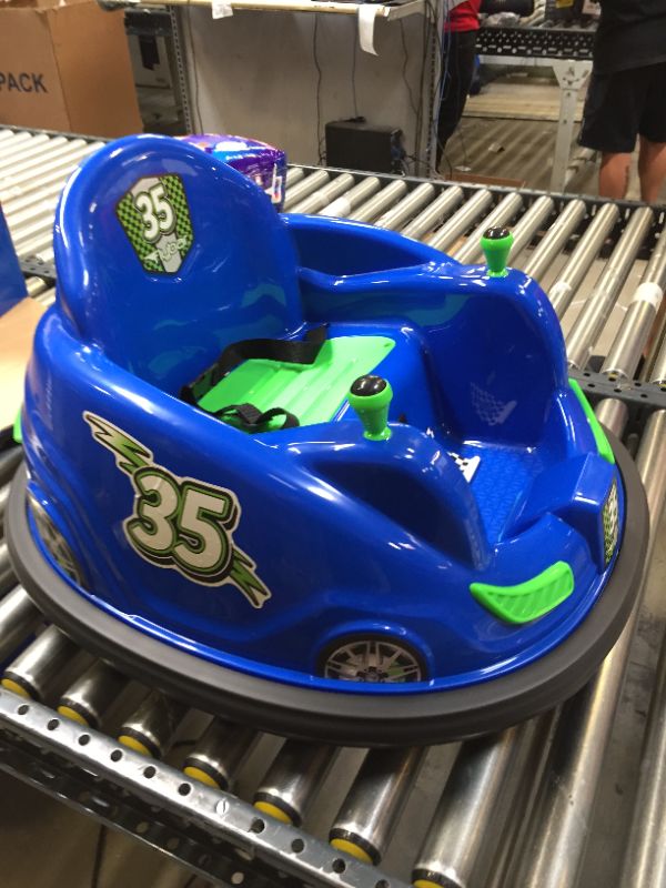 Photo 4 of Flybar 6 Volt Battery Powered Bumper Car, LED Lights, Battery and Charger Included, Blue
