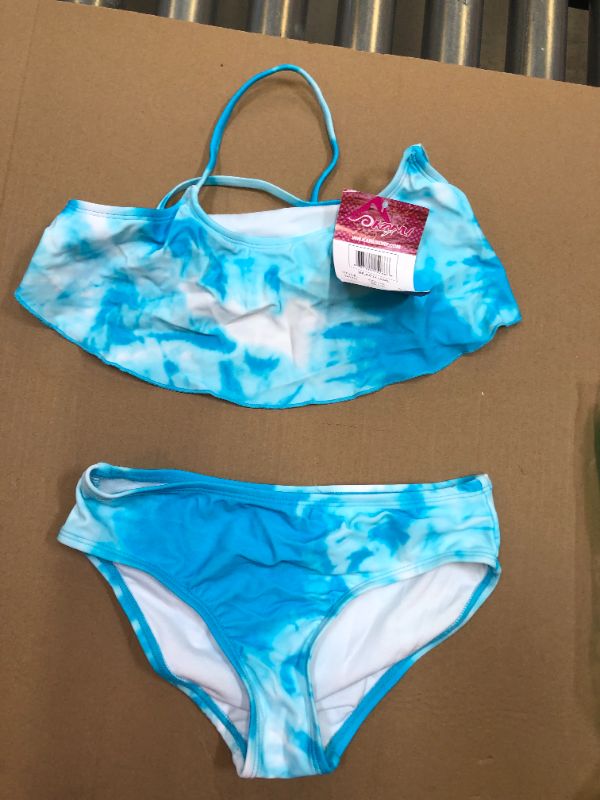 Photo 2 of Kanu Surf Girls' Alania Flounce Bikini Sport 2 Piece Swimsuit, Beach Blue, 10

