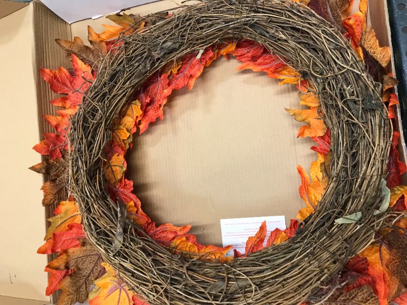 Photo 2 of 22 inches fall themed wreath color orange 