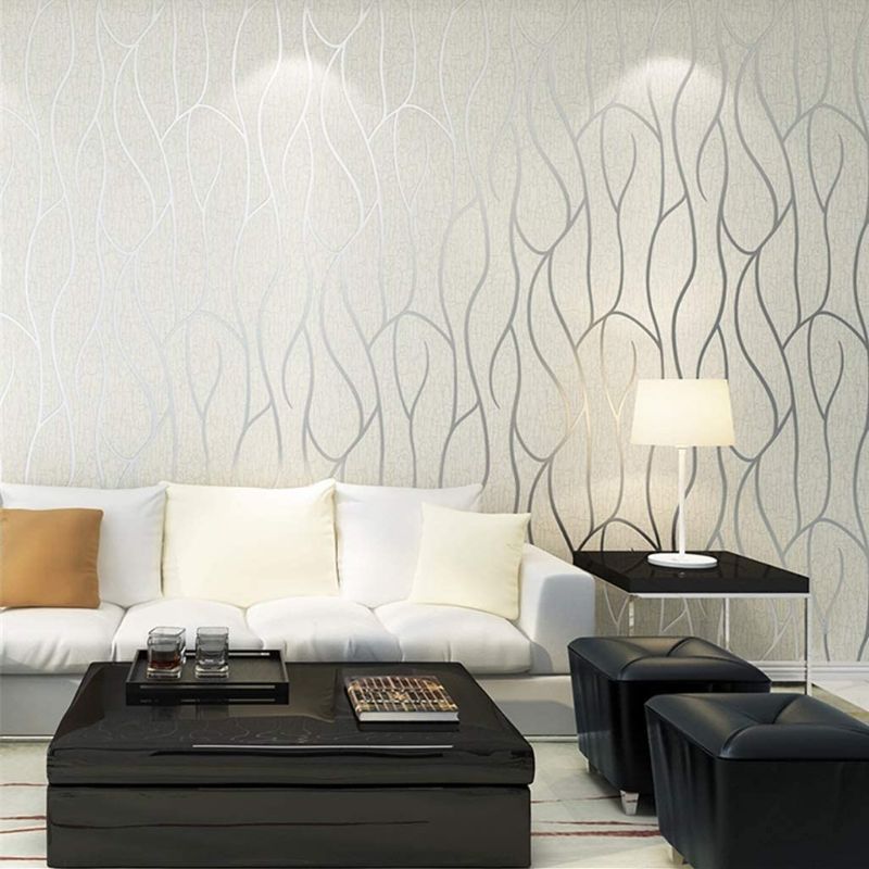 Photo 1 of Blooming Wall Extra-Thick Modern Non-Woven Leaf Flows Pattern Wallpaper Wall Paper Roll for Livingroom Bedroom, 57 Square Ft/Roll,
