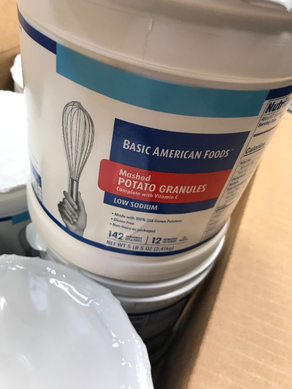 Photo 5 of Basic American Food Mashed Potato Granules, Large Size for Food Services and Restaurants, Easy To Prepare, Gluten Free, Made with 100% USA Grown Potatoes, Dairy Free, 5 Ounce Cans (Pack of 6)--bb June 2022