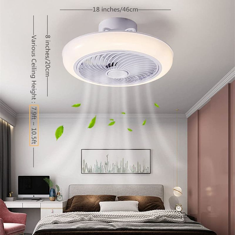 Photo 1 of XIYUN Enclosed Ceiling Fan with Lights,18In 72W Remote Control, 3 Color Temperatures, 10-Level Dimming, 3 Gear Wind Speed Fan light Low Profile Flush Mount Ceiling Fans for Kid's Room, Bedroom
