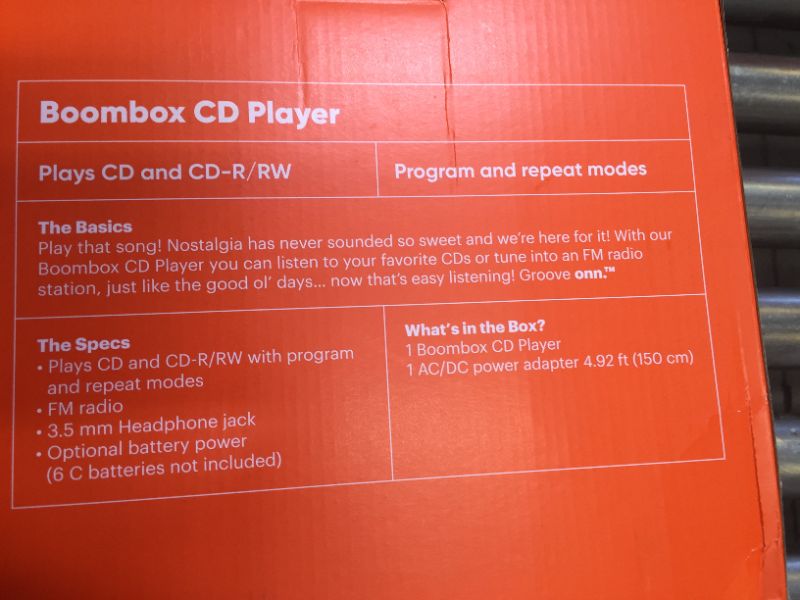 Photo 2 of ONN Portable CD Player Boombox with Digital FM Radio - Black