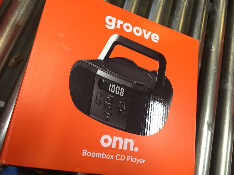 Photo 3 of ONN Portable CD Player Boombox with Digital FM Radio - Black