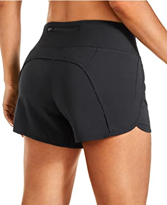 Photo 1 of CRZ YOGA Womens Lightweight Gym Athletic Workout Shorts Liner 4" - Quick Dry Running Sport Spandex Shorts Mesh Zipper Pockets LARGE