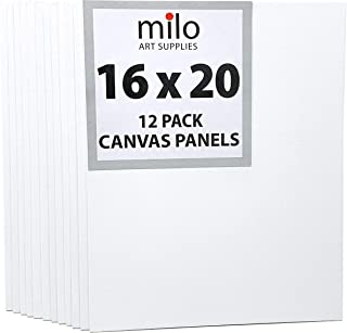 Photo 1 of milo Canvas Panel Boards for Painting | 16x20 inches | 12 Pack of Flat Canvas Panels, (MINOR DAMAGES TO CORNERS FROM EXPOSURE)