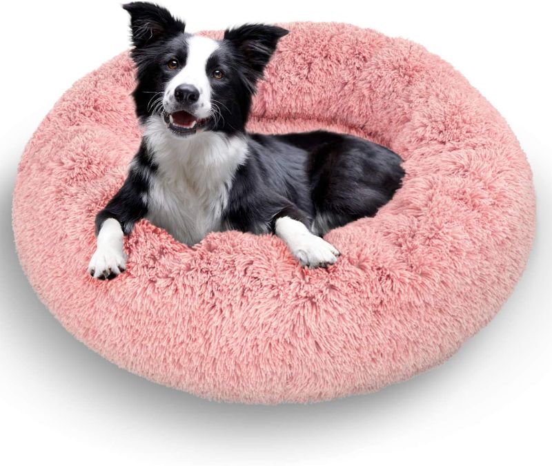Photo 1 of Active Pets Plush Calming Dog Bed, Donut Dog Bed for Small Dogs, Medium & Large, Anti Anxiety Dog Bed, Soft Fuzzy Calming Bed for Dogs & Cats, Comfy Cat Bed, Marshmallow Cuddler Nest Calming Pet Bed MEDIUM 30"
