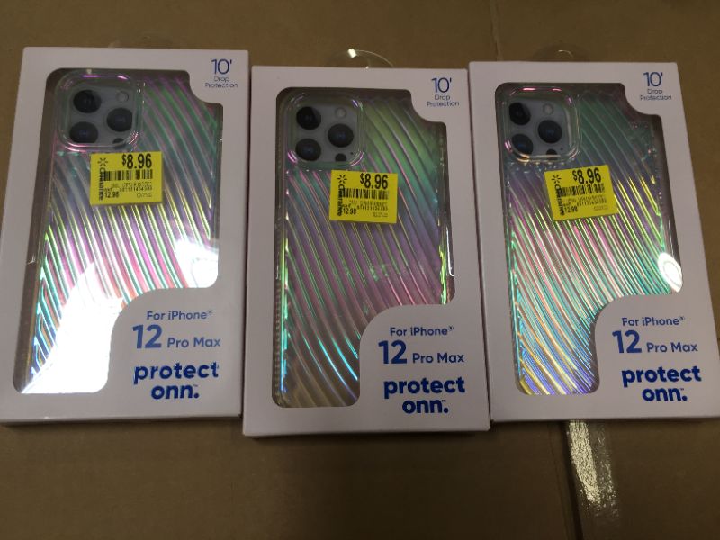 Photo 2 of onn. Iridescent Ridges Phone Case for iPhone 12 pro max 3 PACK 