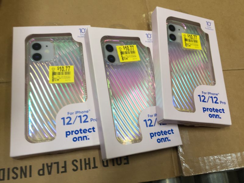 Photo 2 of onn. Iridescent Ridges Phone Case for iPhone 12/12 Pro 3 PACK
