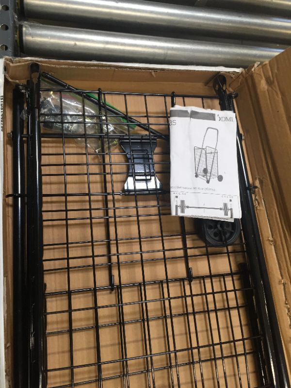 Photo 1 of DMI Utility Cart with Wheels to be used as a Shopping Cart, Grocery Cart, Laundry Cart and Stair Climber Cart, Weighs 7.5 Pounds but holds up to 90 Pounds, Compact and Foldable, Black