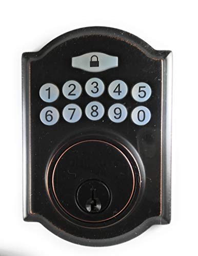 Photo 1 of Defiant Castle Aged Bronze Single Cylinder Electronic Keypad Deadbolt
